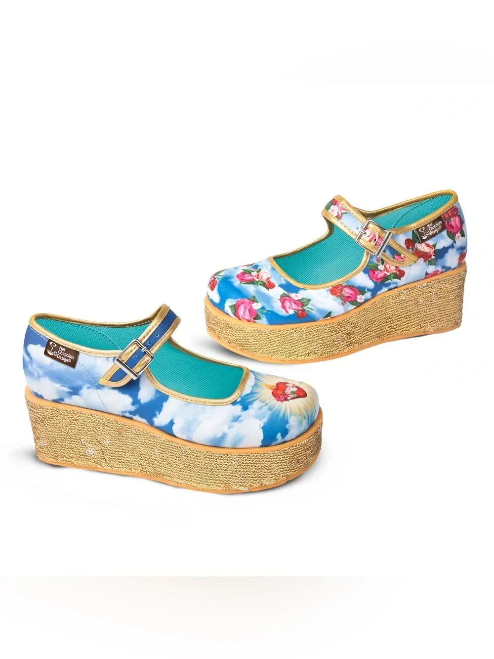 Hot Chocolate Design Sacred Heart Platform Shoes US 7 NWOT